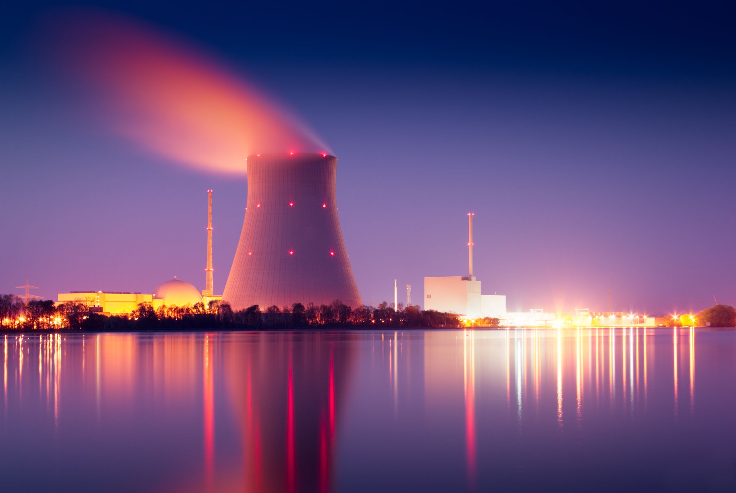 Image of Nuclear Power Reactor reflected in the water