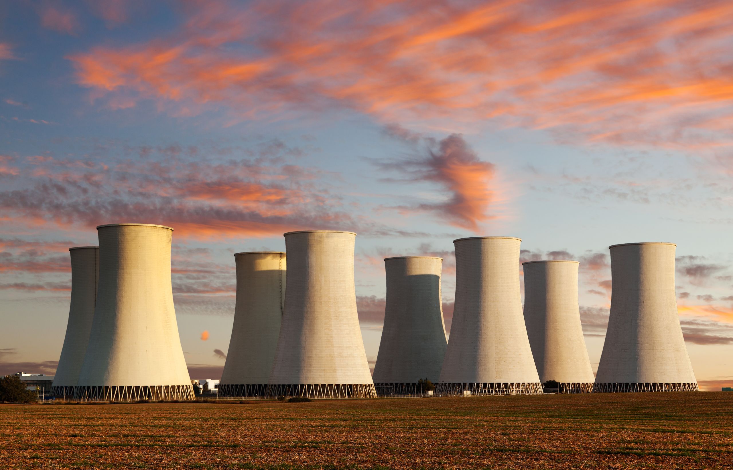 Collection of 8 nuclear power chimneys