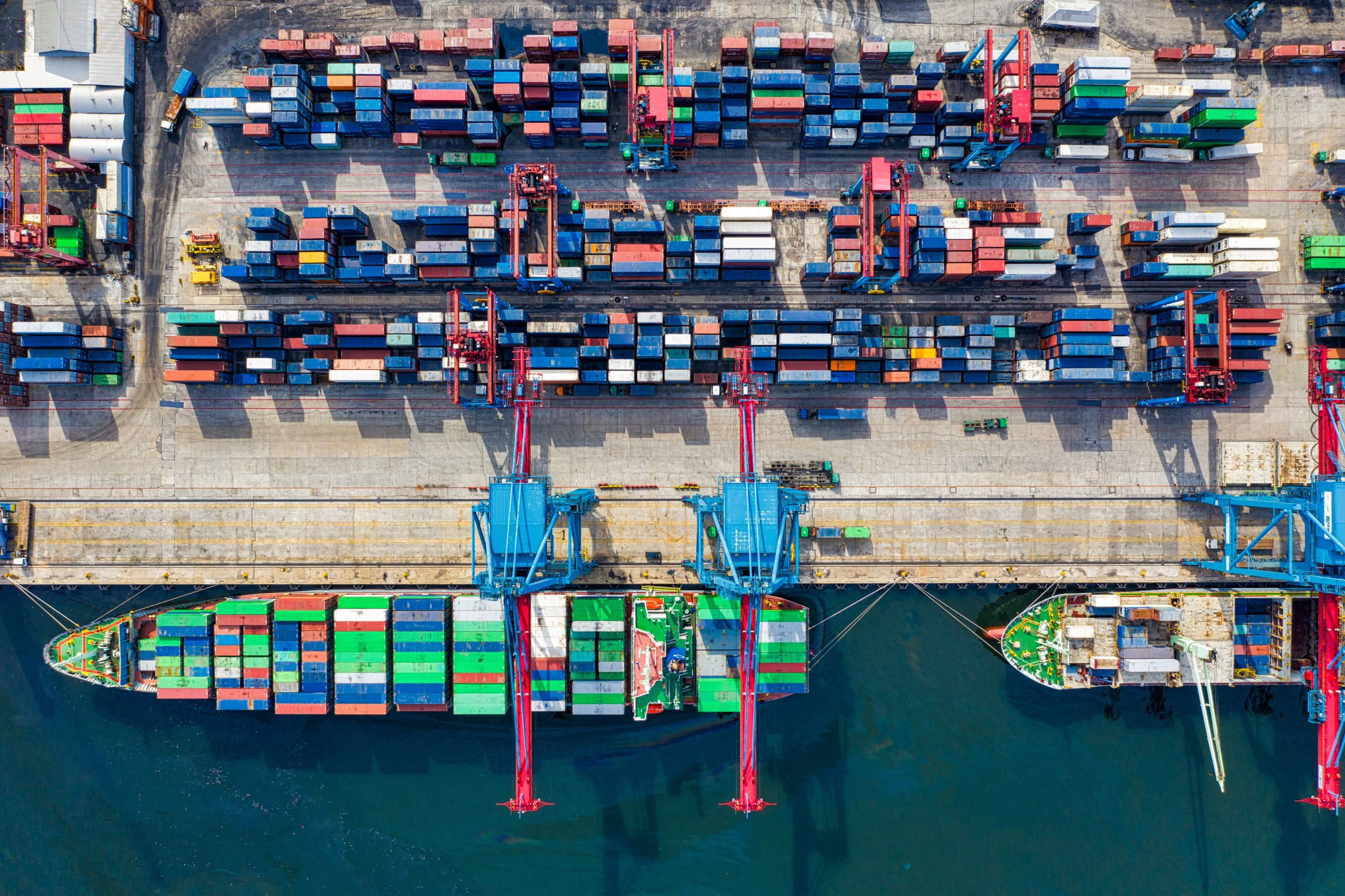 Image of an industrial dock full of containers