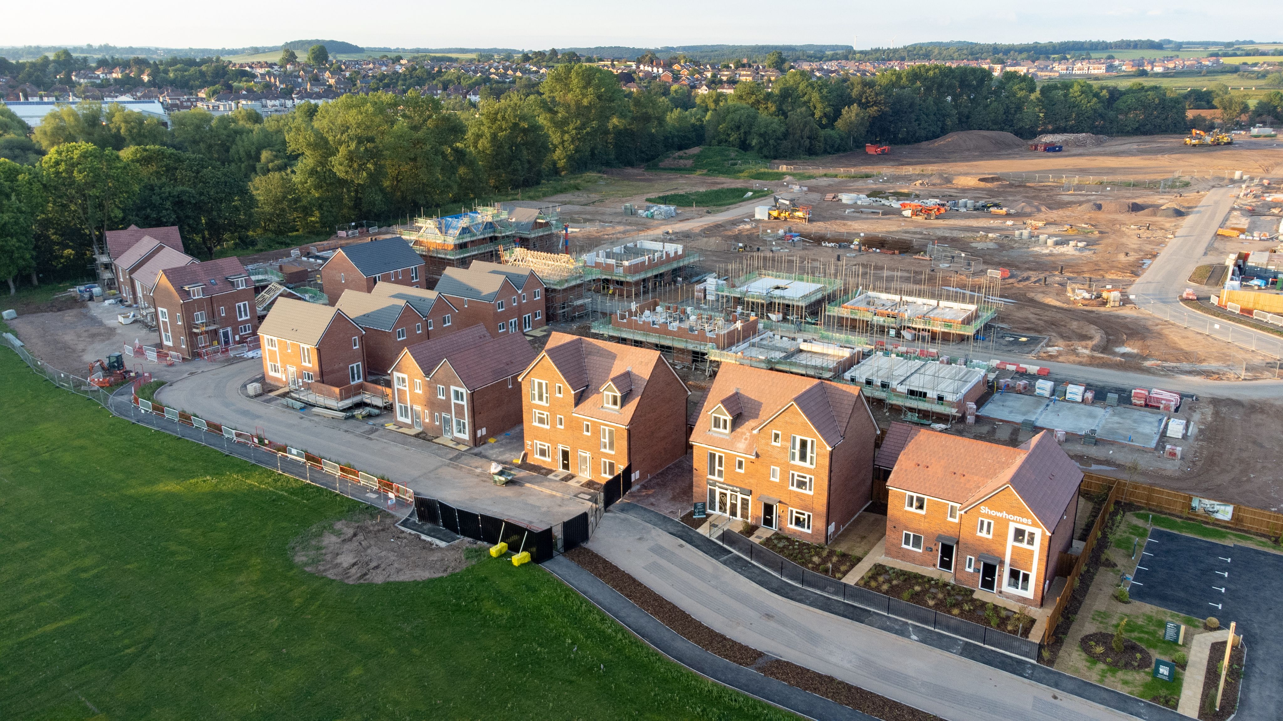 Housing development work site aerial shot
