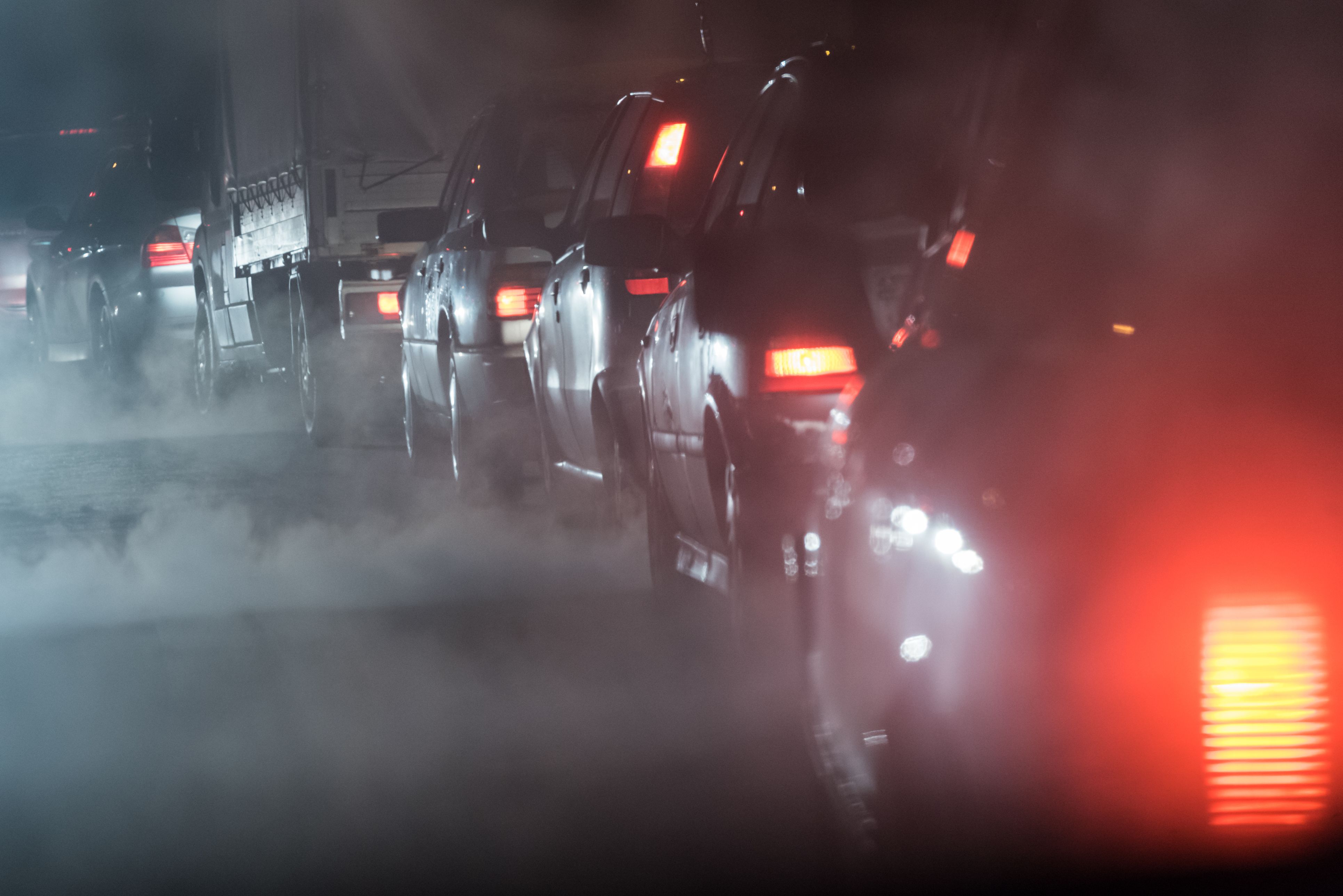 A traffic jam of cars
