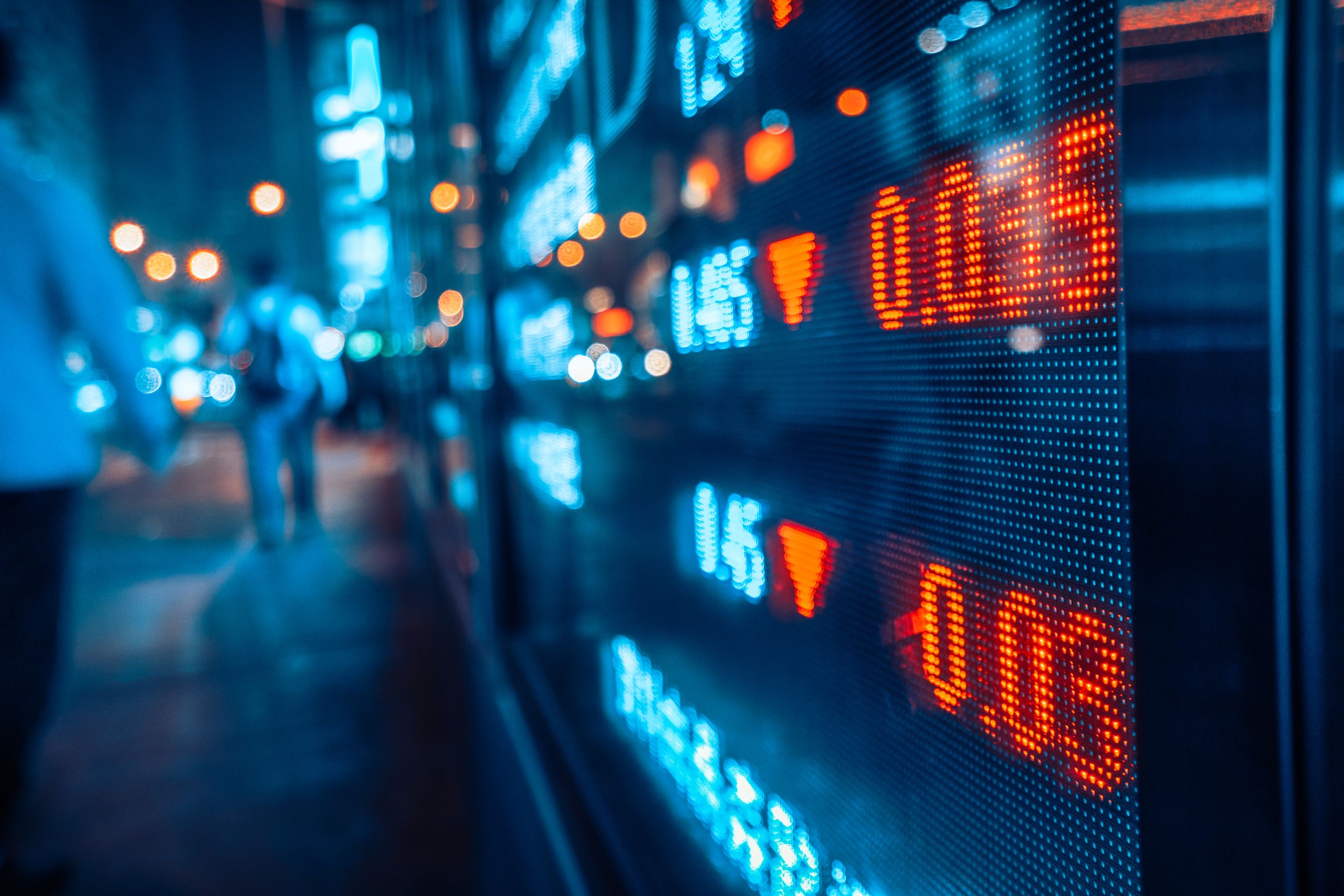Digital background showing falling stocks