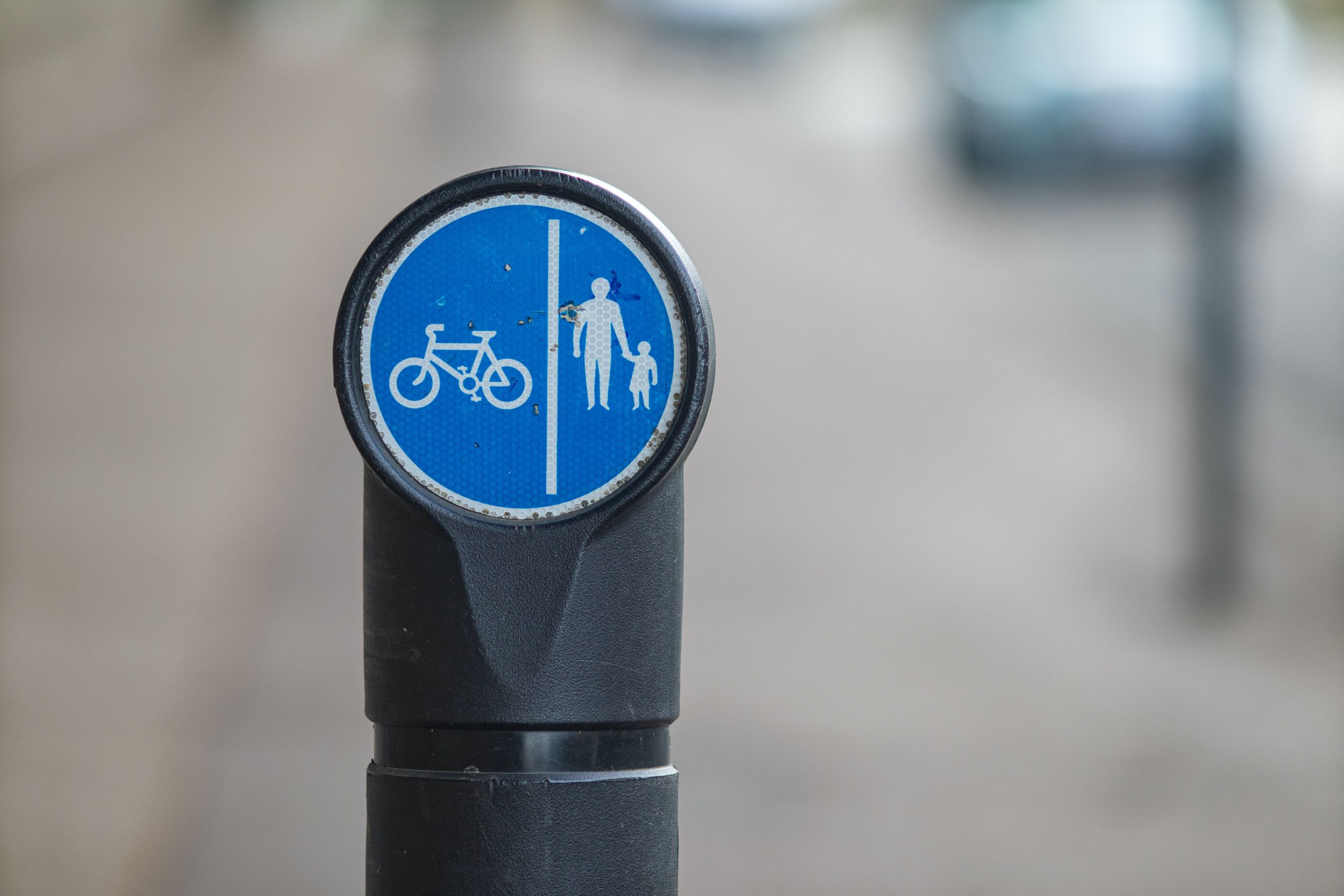 Footpath sign for cycling and children walking to school