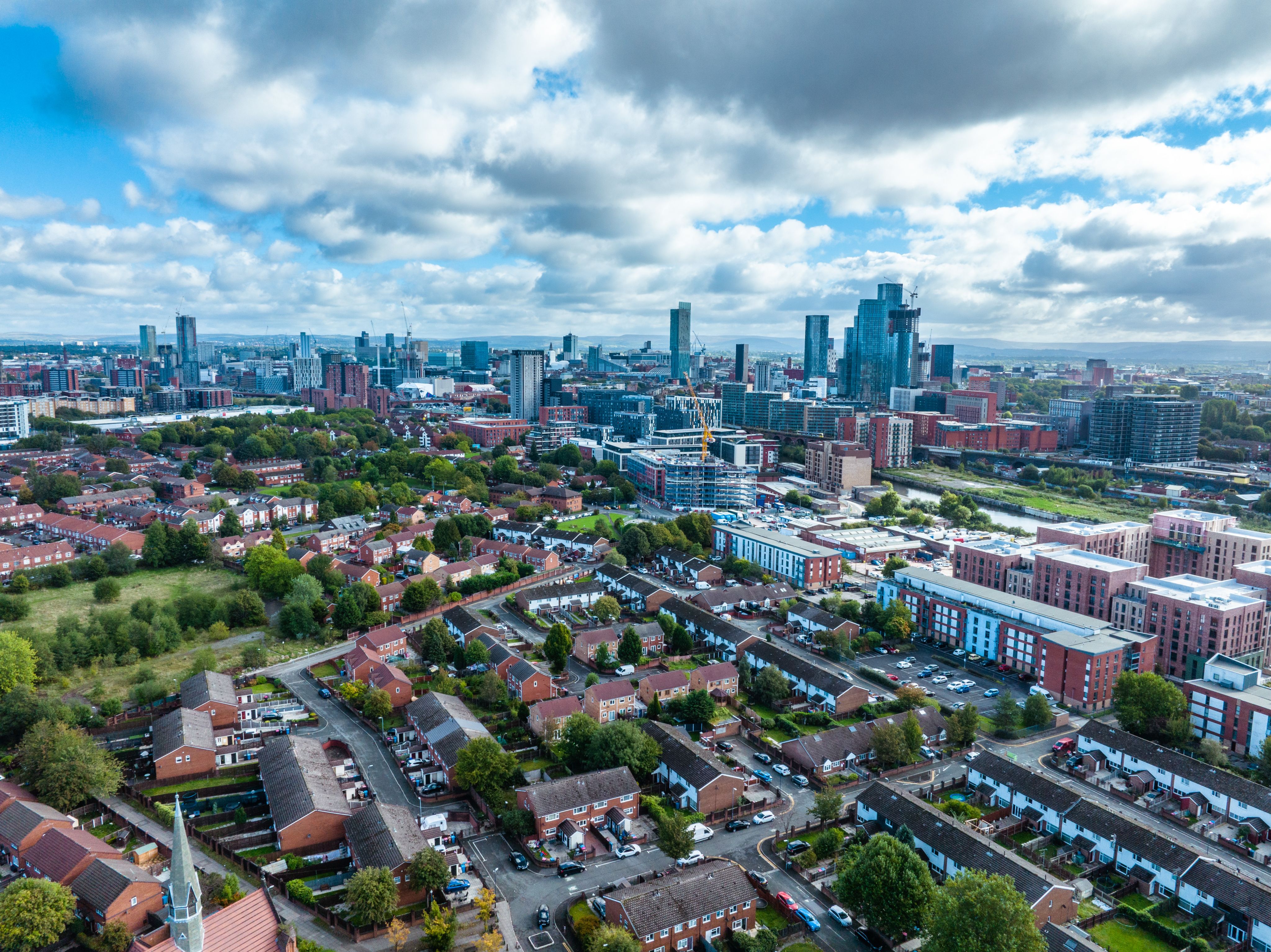 Photo of the Manchester city centre skyline during the day