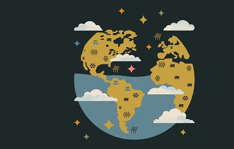 A decorative illustrated depiction of the globe.