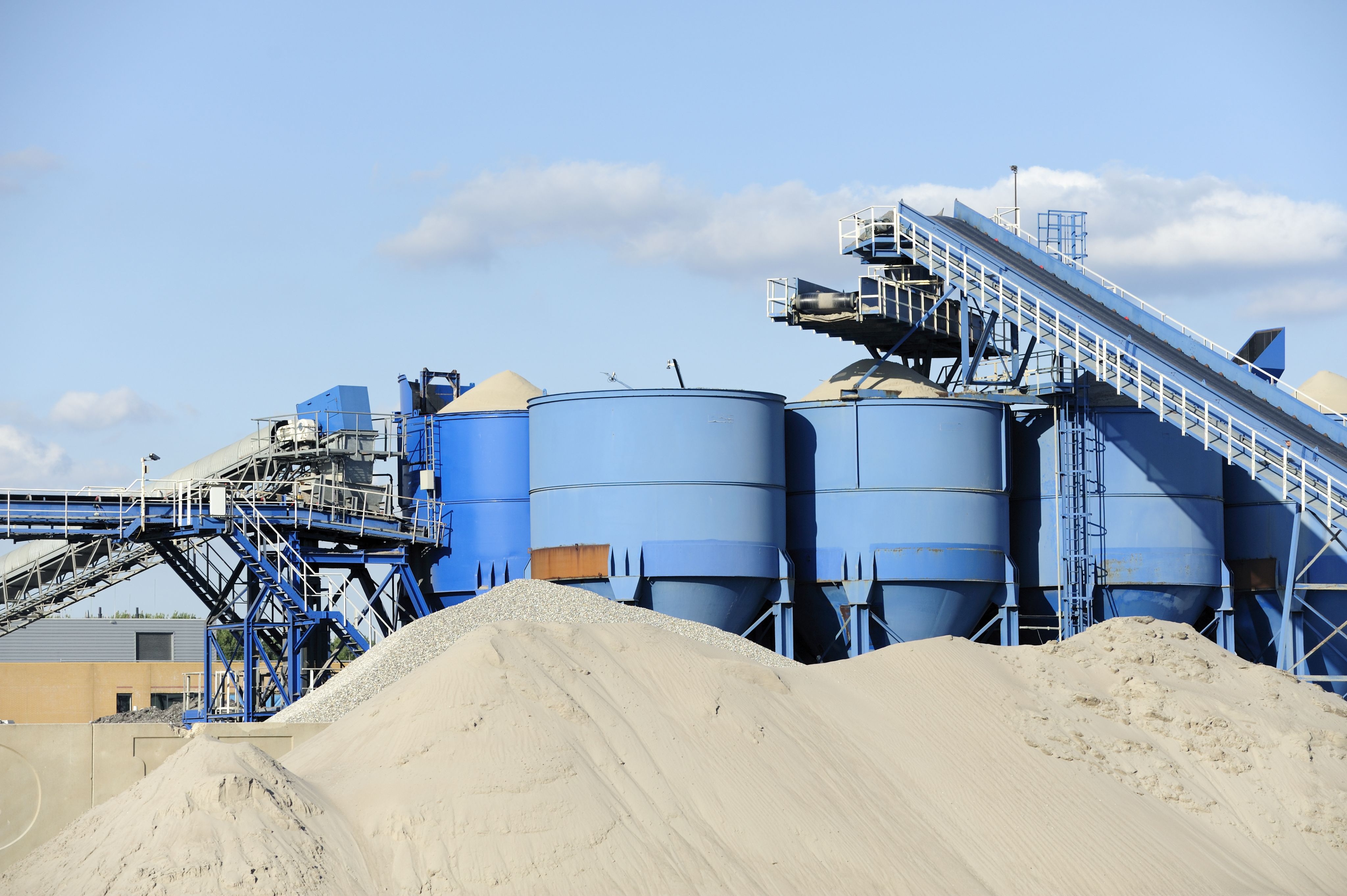 An image of a blue cement production site.