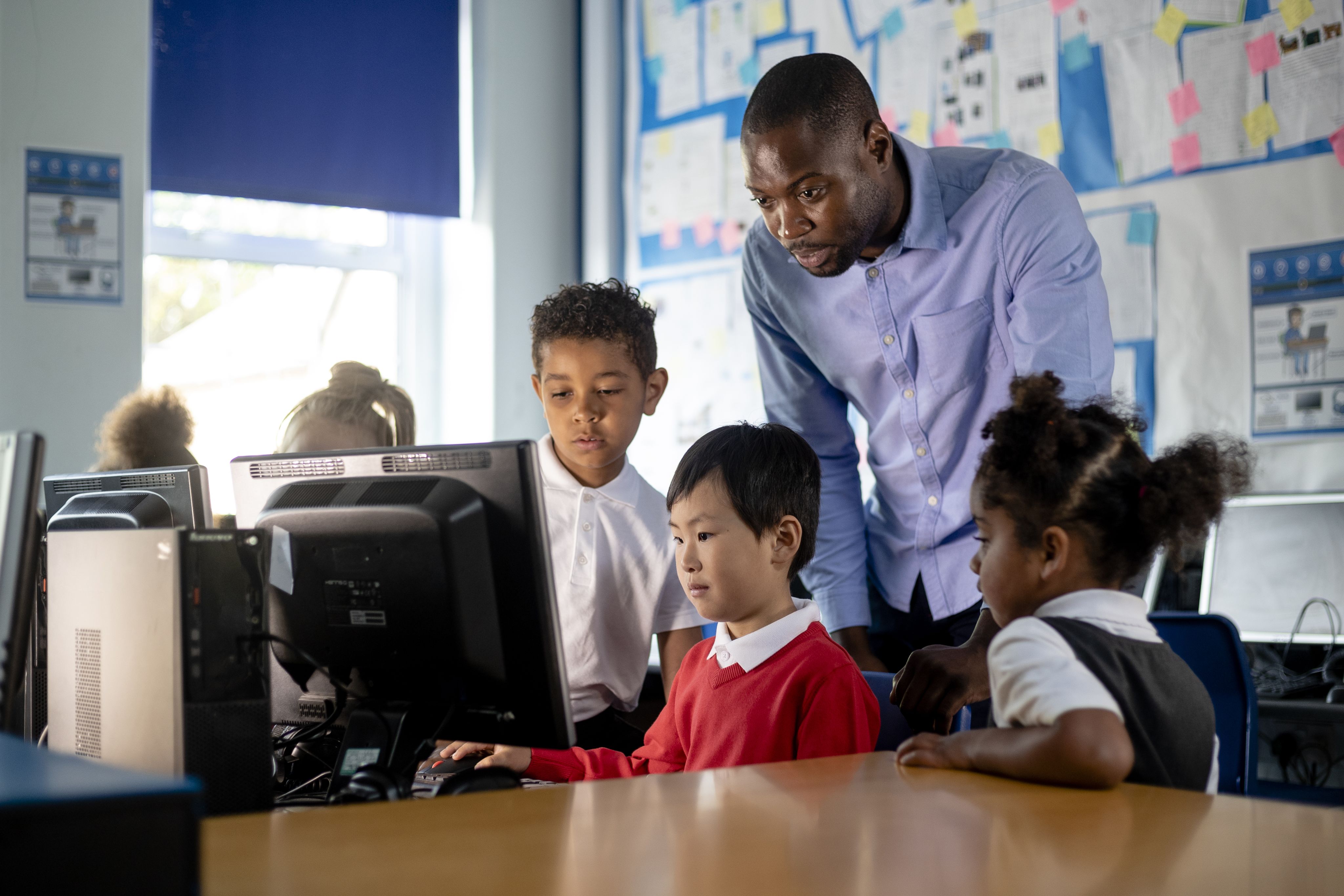 Children working at a computer