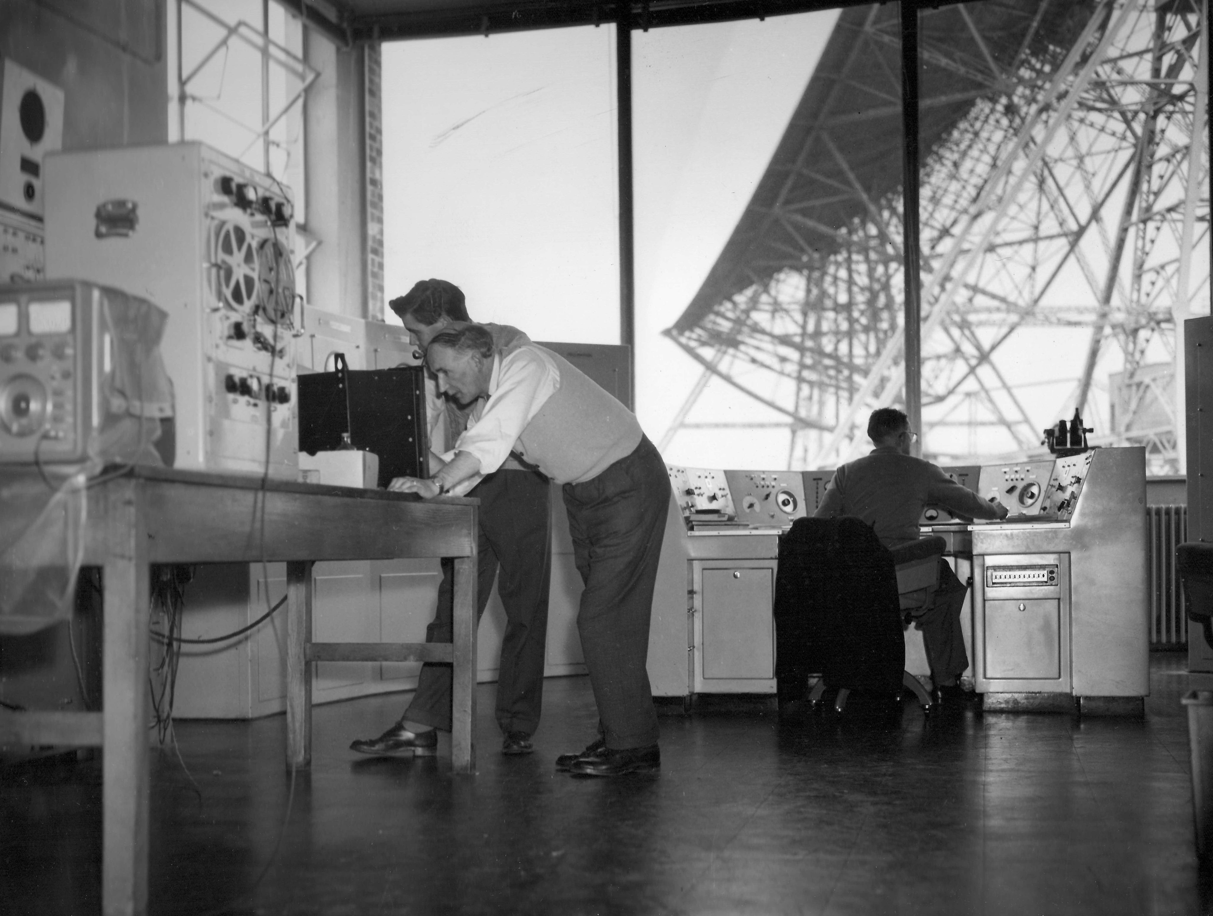 Lovell in the lab at Jodrell Bank site